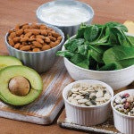 Foods that are rich in magnesium such as yogurt and banana. Magnesium is one of the most abundant minerals in the human body.