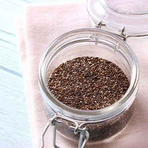 A bowl of chia seeds.