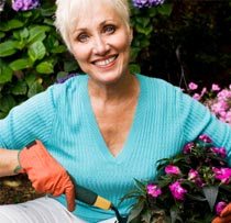 elderly woman caucasian gardening