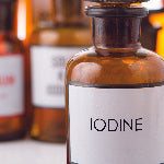 A bottle of iodine. Iodine is an essential element that helps support thyroid health and help fight harmful organism.