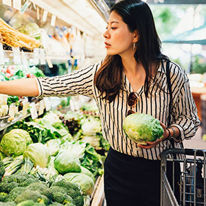 A woman shopping for groceries.