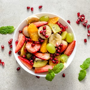 A bowl of fruit for a gut cleanse.