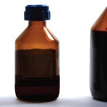 A bottle of Iodide and iodine. Iodine is a naturally occurring element and iodide occurs when a new element links with iodine.