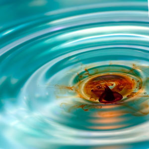 A drop of iodine into water.