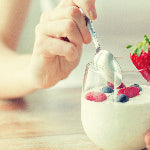 A glass of organic yogurts. Antibiotics intend to give individuals diarrhea issues, which is why we recommend probiotics.