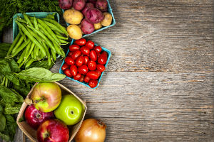 produce-on-wooden-background