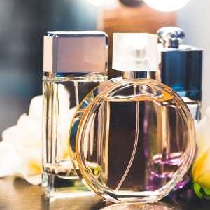 Bottle of perfume. Keep your body and home clean and safe with an organic toxin cleanse.