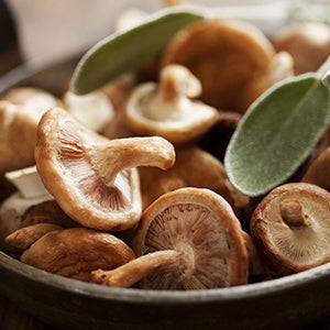 A bowl of organic mushrooms. You can receive vitamin D from various foods or just the sun.