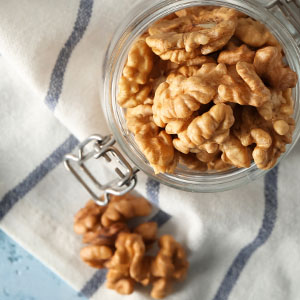 A bowl of walnuts.